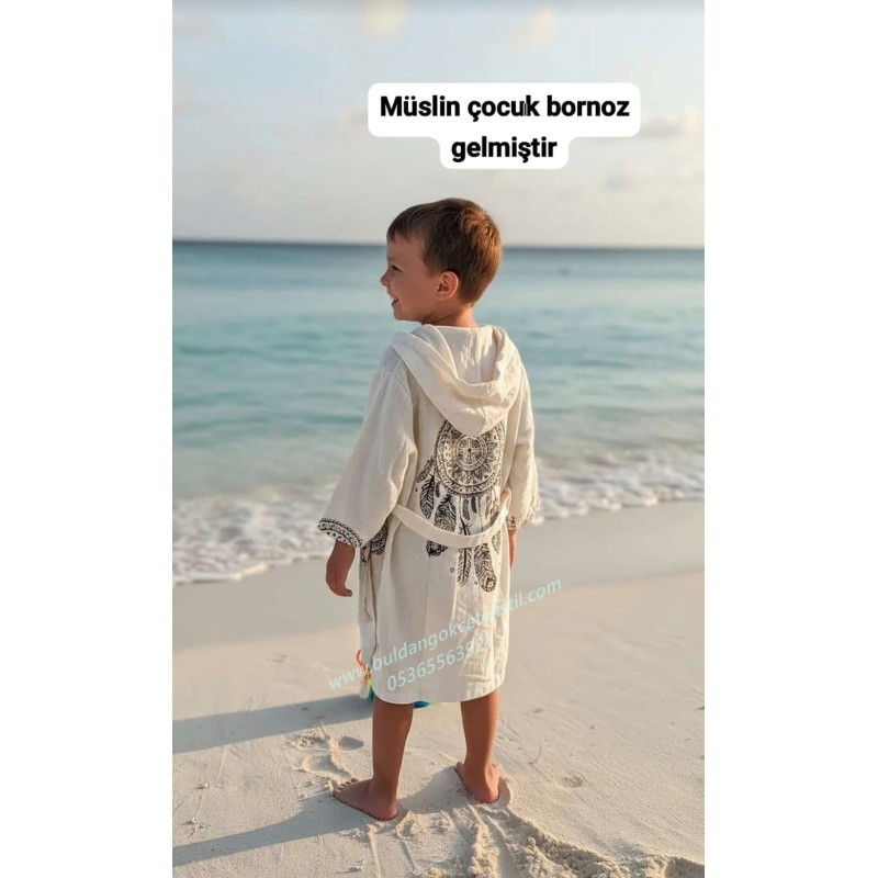 müslin çocuk bornoz 3